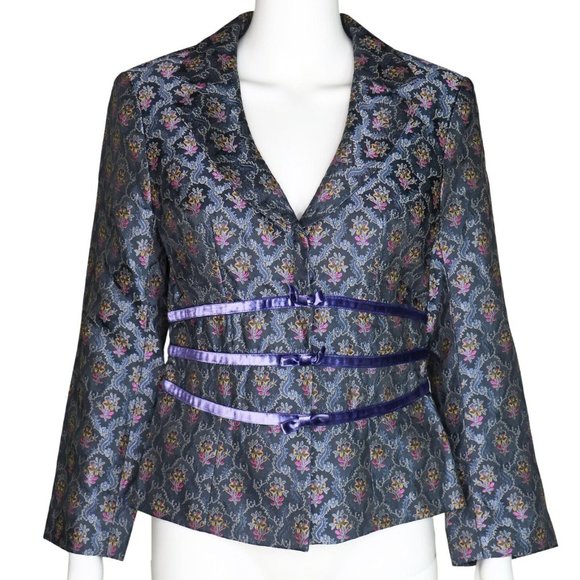 Nanette Lepore Jackets & Blazers - Nanette Lepore Anthropologie Floral Brocade Purple Career Blazer Jacket Womens 8